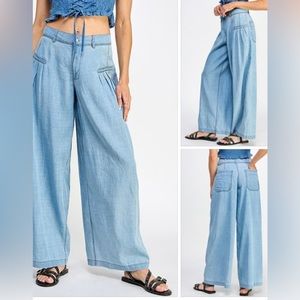 Boho style comfort, lightweight pants, wide leg size small. NWT